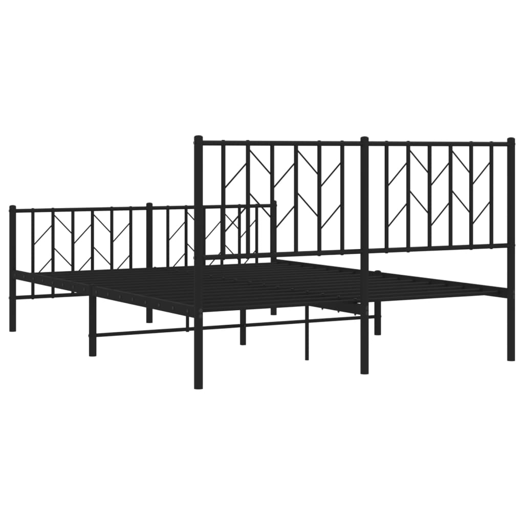 vidaXL Metal Bed Frame without Mattress with Footboard Black 135x190cm