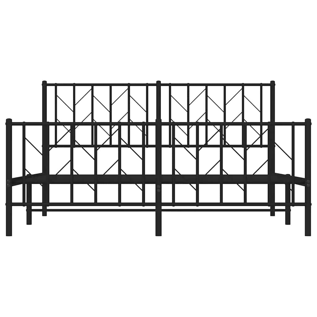 vidaXL Metal Bed Frame without Mattress with Footboard Black 150x200cm