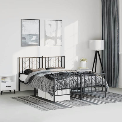 vidaXL Metal Bed Frame without Mattress with Footboard Black 150x200cm