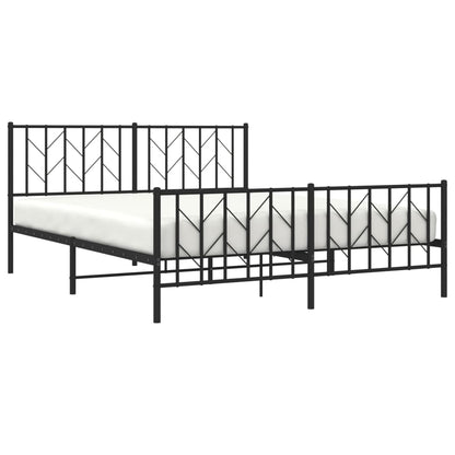 vidaXL Bed Frame | Black | Powder-Coated Steel | Double | Bed Frame