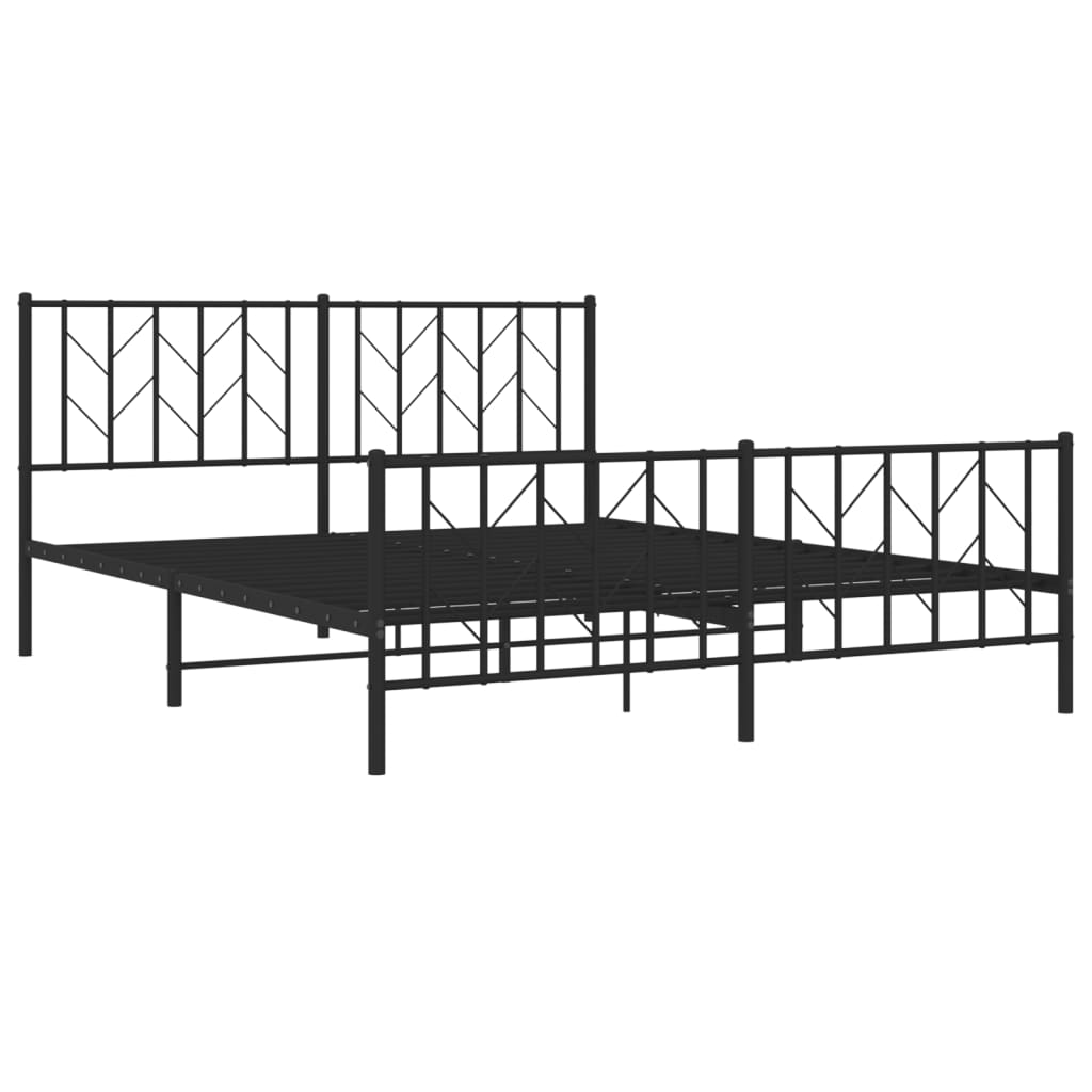 vidaXL Bed Frame | Black | Powder-Coated Steel | Double | Bed Frame