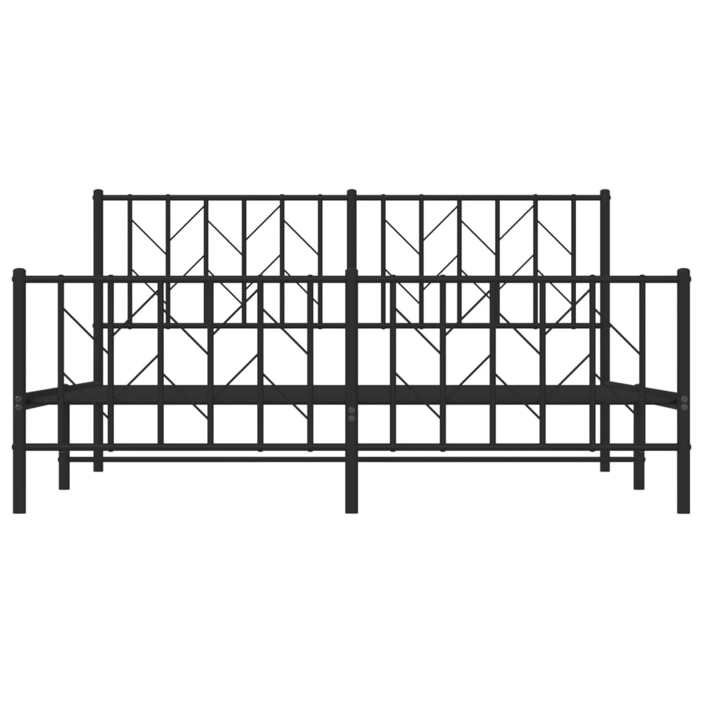 vidaXL Bed Frame | Black | Powder-Coated Steel | Double | Bed Frame