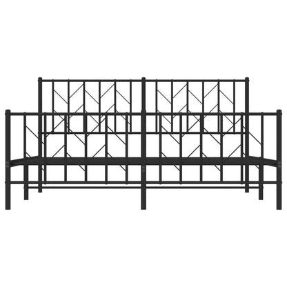 vidaXL Bed Frame | Black | Powder-Coated Steel | Double | Bed Frame