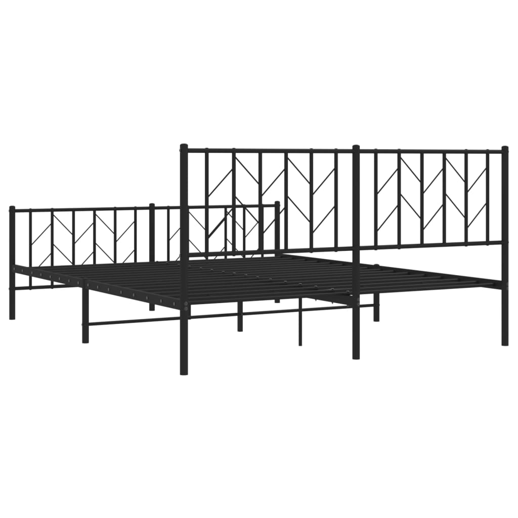 vidaXL Bed Frame | Black | Powder-Coated Steel | Double | Bed Frame