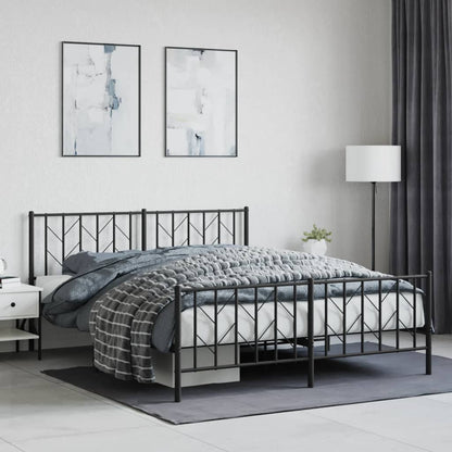 vidaXL Bed Frame | Black | Powder-Coated Steel | Double | Bed Frame