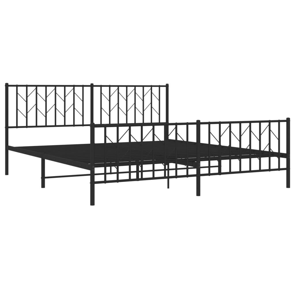 vidaXL Metal Bed Frame without Mattress with Footboard Black 180x200cm