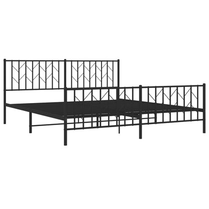 vidaXL Metal Bed Frame without Mattress with Footboard Black 180x200cm