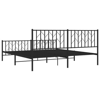 vidaXL Metal Bed Frame without Mattress with Footboard Black 180x200cm