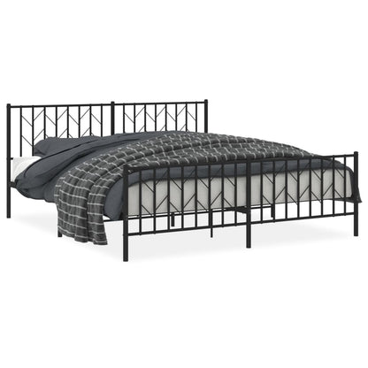 vidaXL Metal Bed Frame without Mattress with Footboard Black 183x213cm