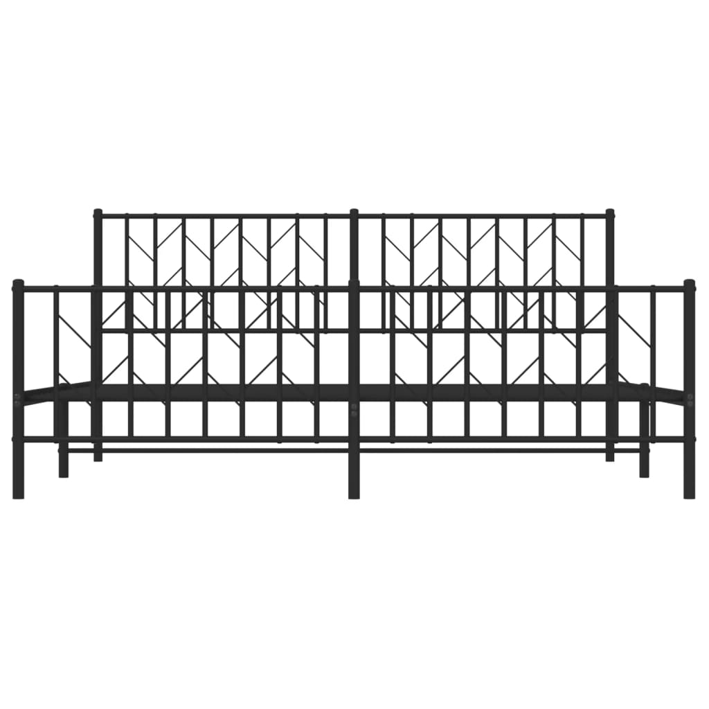 vidaXL Metal Bed Frame without Mattress with Footboard Black 183x213cm