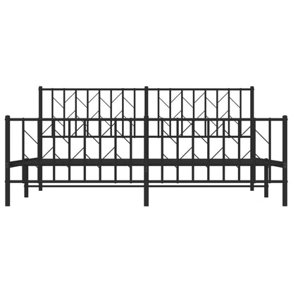 vidaXL Metal Bed Frame without Mattress with Footboard Black 183x213cm