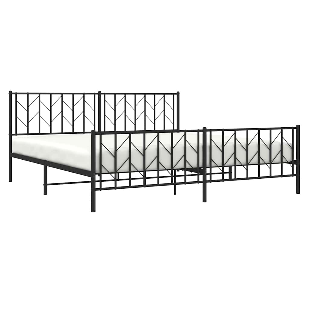 vidaXL Metal Bed Frame without Mattress with Footboard Black 193x203cm