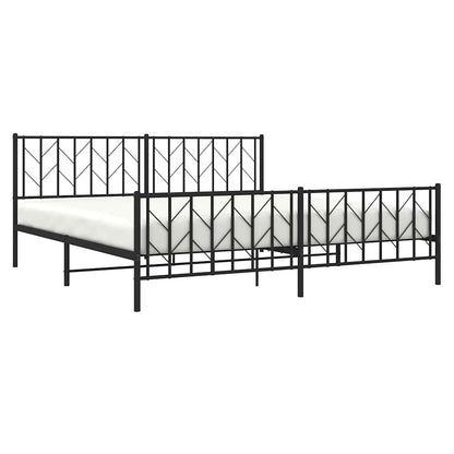 vidaXL Metal Bed Frame without Mattress with Footboard Black 193x203cm