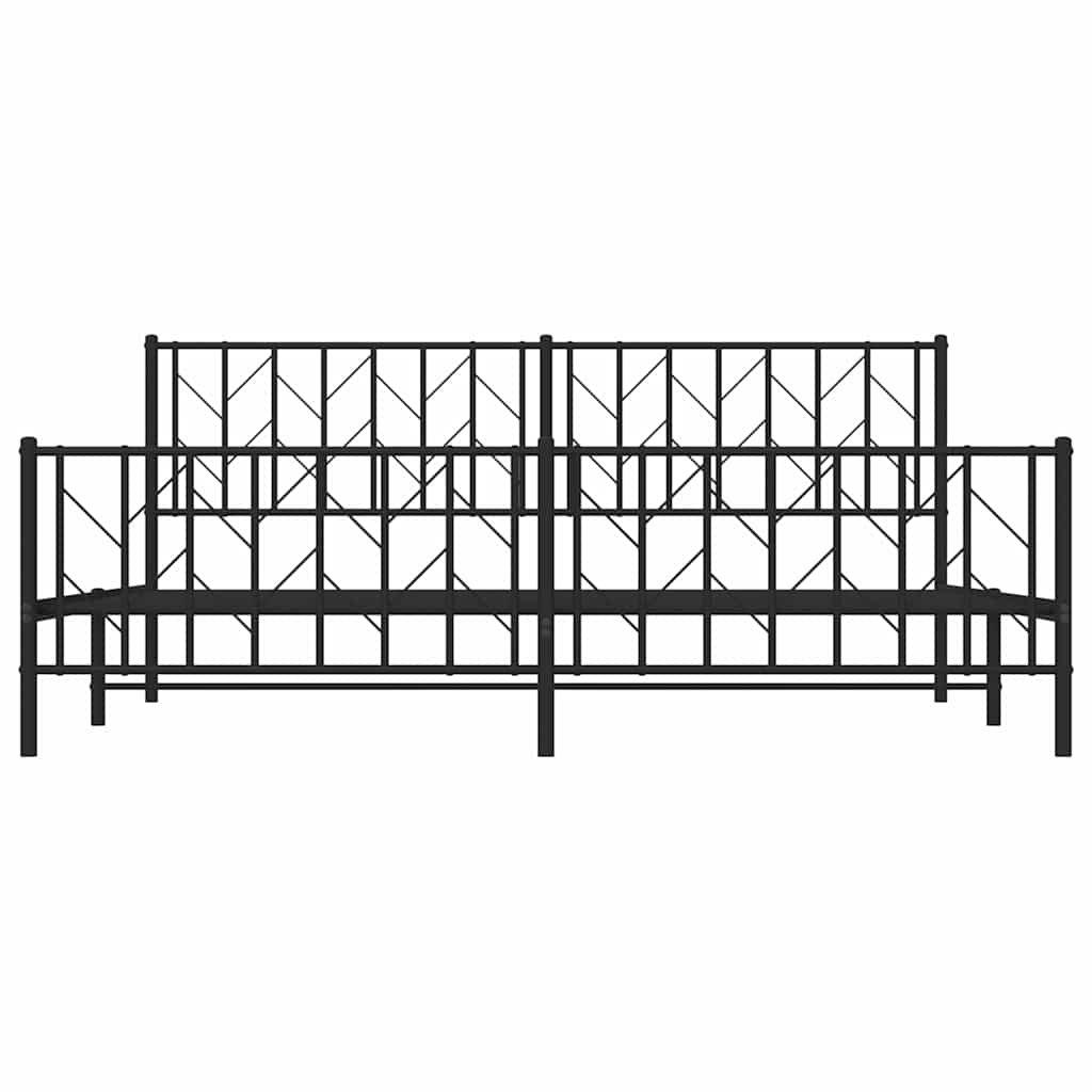 vidaXL Metal Bed Frame without Mattress with Footboard Black 193x203cm
