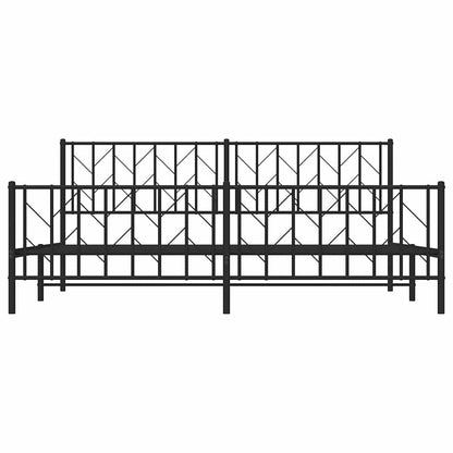 vidaXL Metal Bed Frame without Mattress with Footboard Black 193x203cm