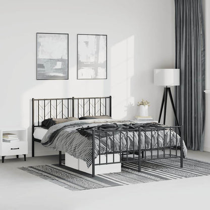 vidaXL Metal Bed Frame without Mattress with Footboard Black 193x203cm