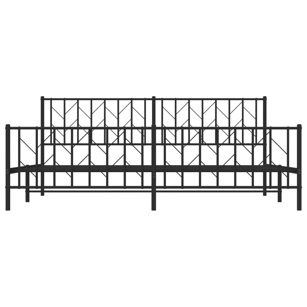 vidaXL Metal Bed Frame without Mattress with Footboard Black 200x200cm
