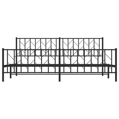 vidaXL Metal Bed Frame without Mattress with Footboard Black 200x200cm