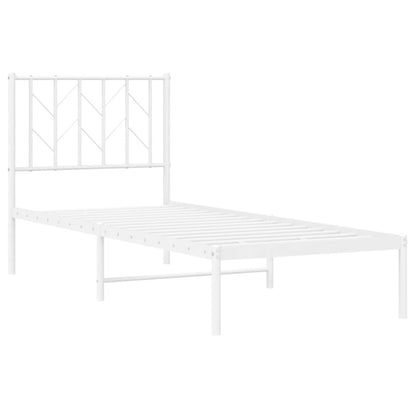 vidaXL Metal Bed Frame without Mattress with Headboard White 75x190cm