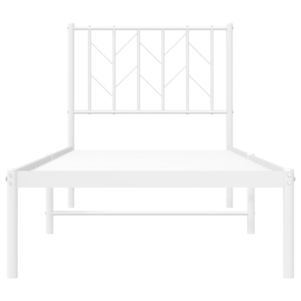 vidaXL Metal Bed Frame without Mattress with Headboard White 75x190cm