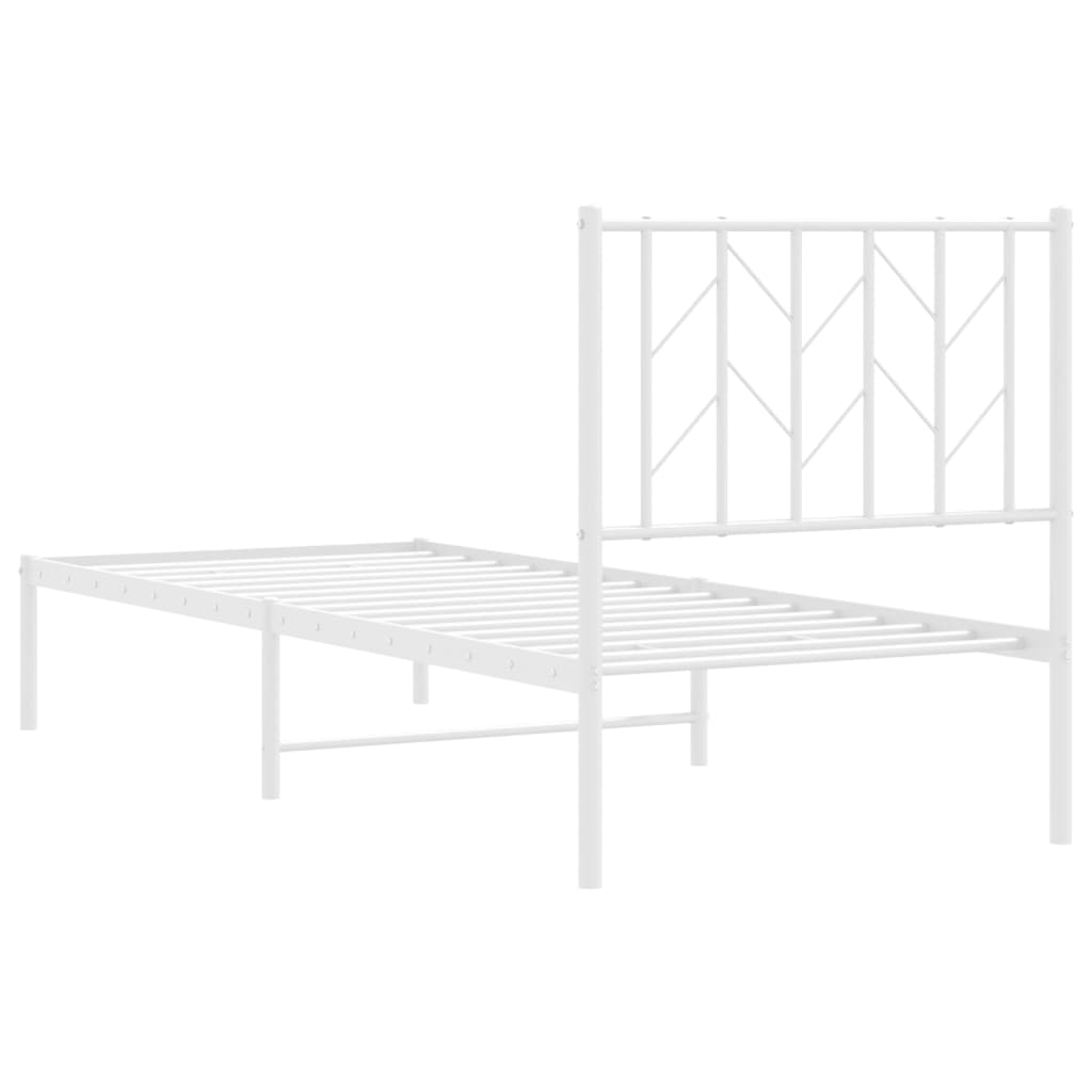 vidaXL Metal Bed Frame without Mattress with Headboard White 75x190cm