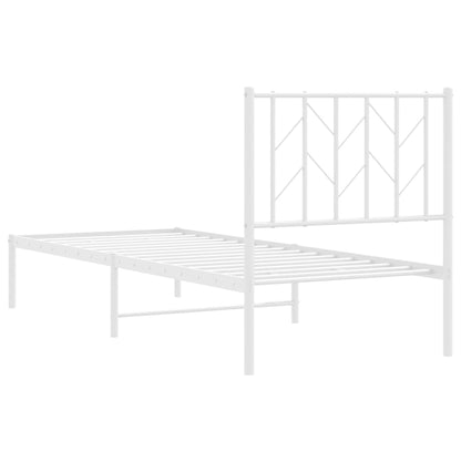 vidaXL Metal Bed Frame without Mattress with Headboard White 75x190cm