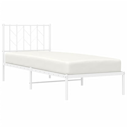 vidaXL Metal Bed Frame without Mattress with Headboard White 80x200cm