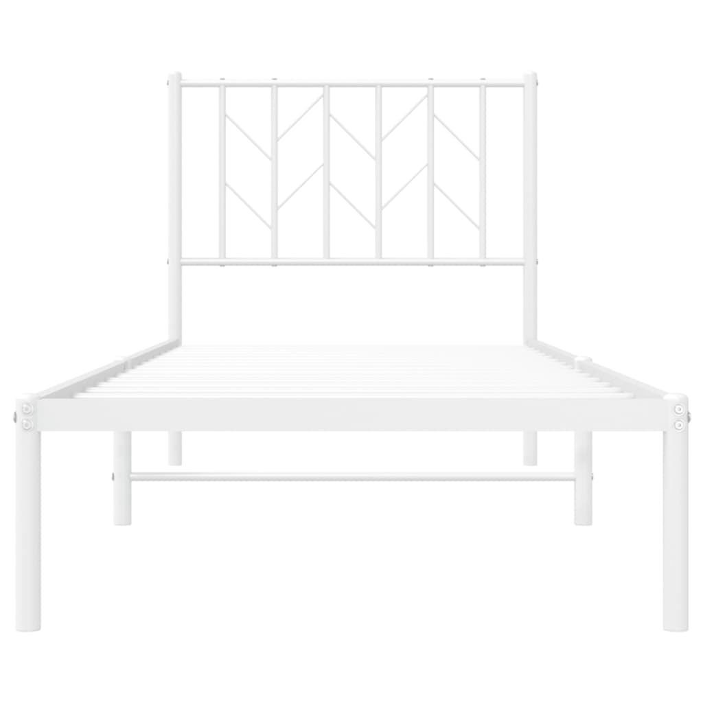 vidaXL Metal Bed Frame without Mattress with Headboard White 80x200cm