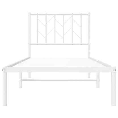 vidaXL Metal Bed Frame without Mattress with Headboard White 80x200cm