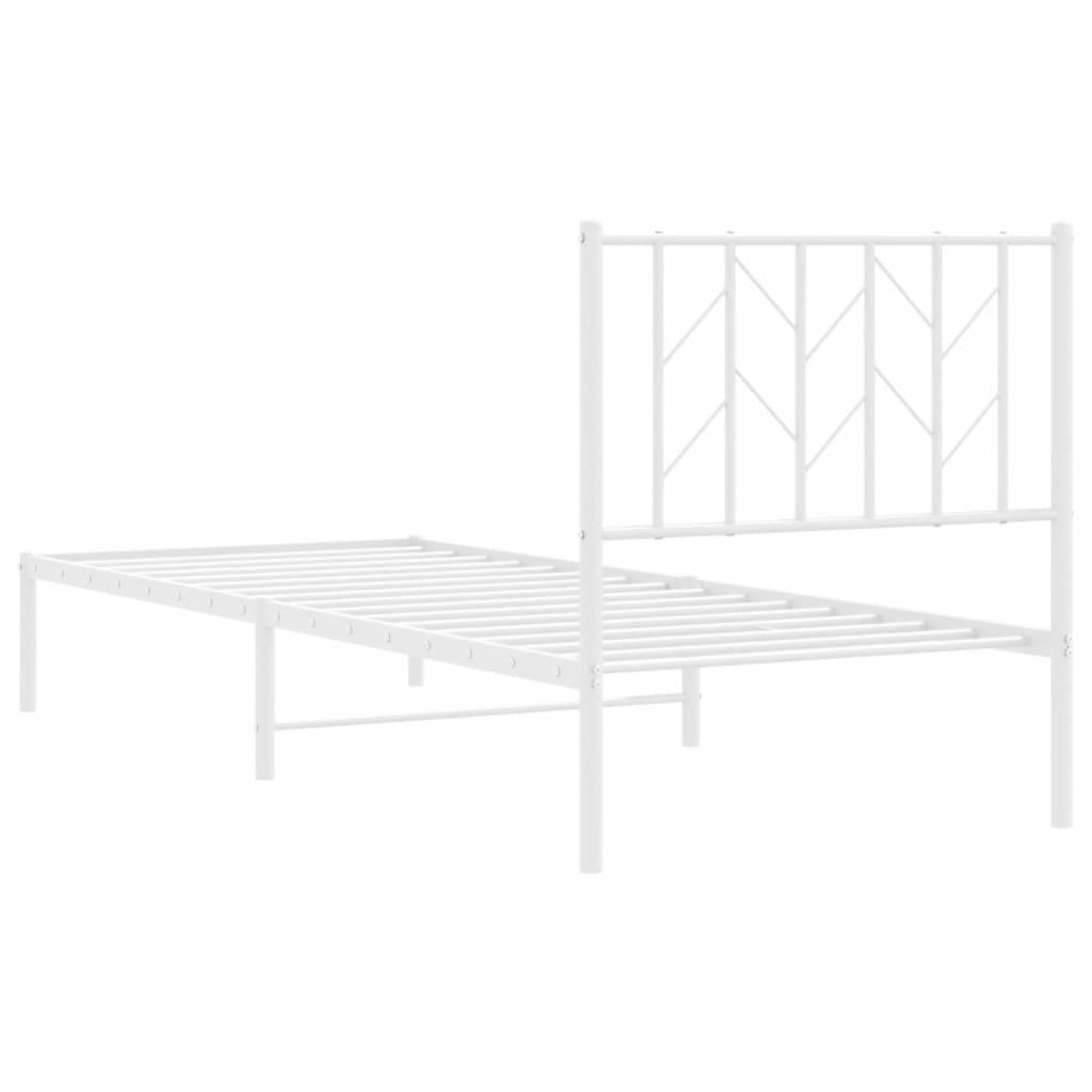 vidaXL Metal Bed Frame without Mattress with Headboard White 80x200cm