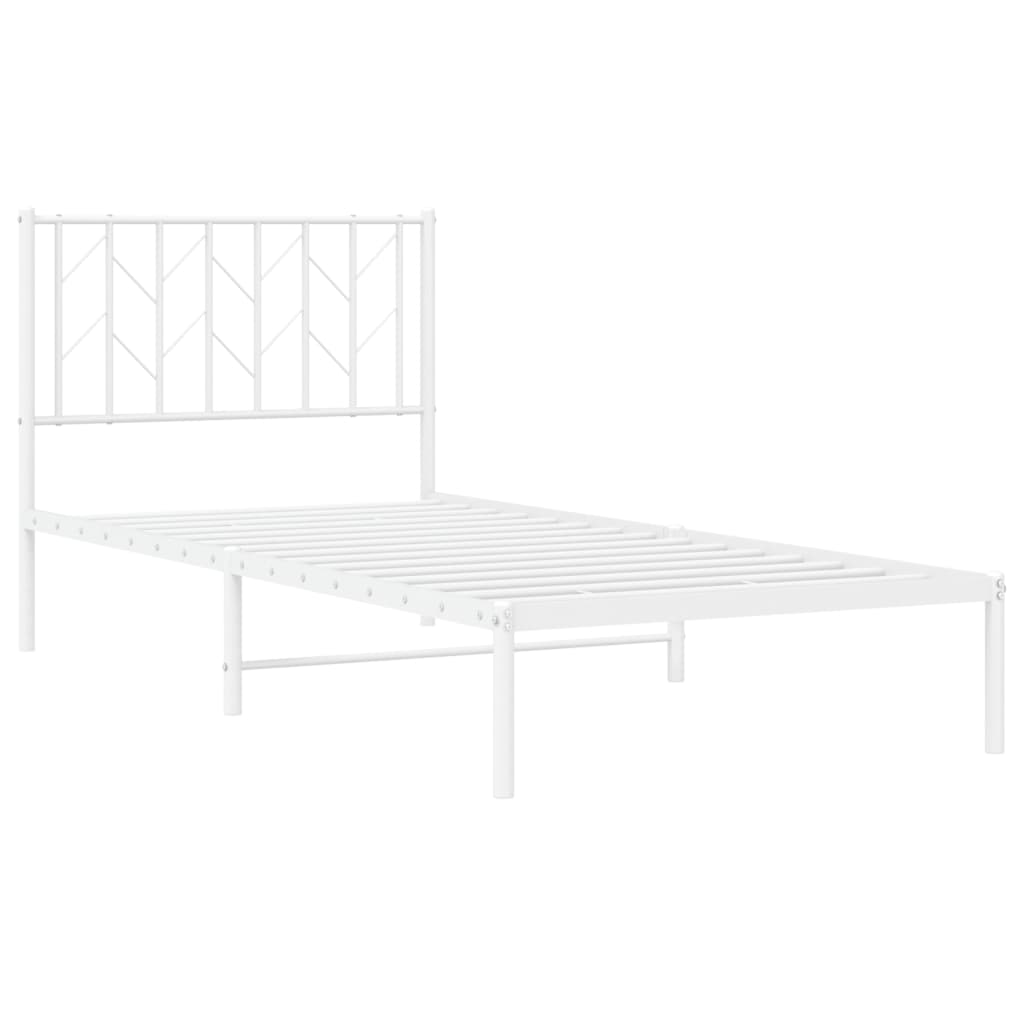 vidaXL Metal Bed Frame without Mattress with Headboard White 90x190cm