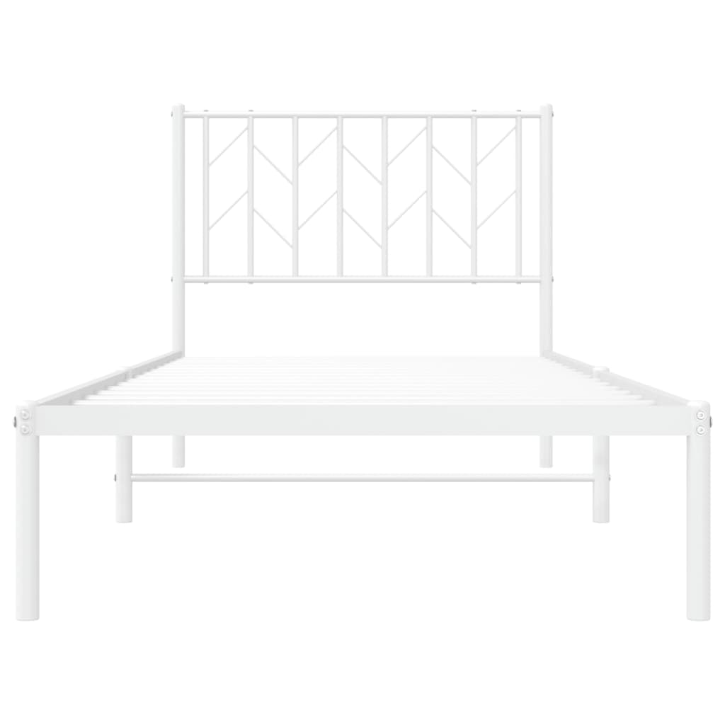 vidaXL Metal Bed Frame without Mattress with Headboard White 90x190cm