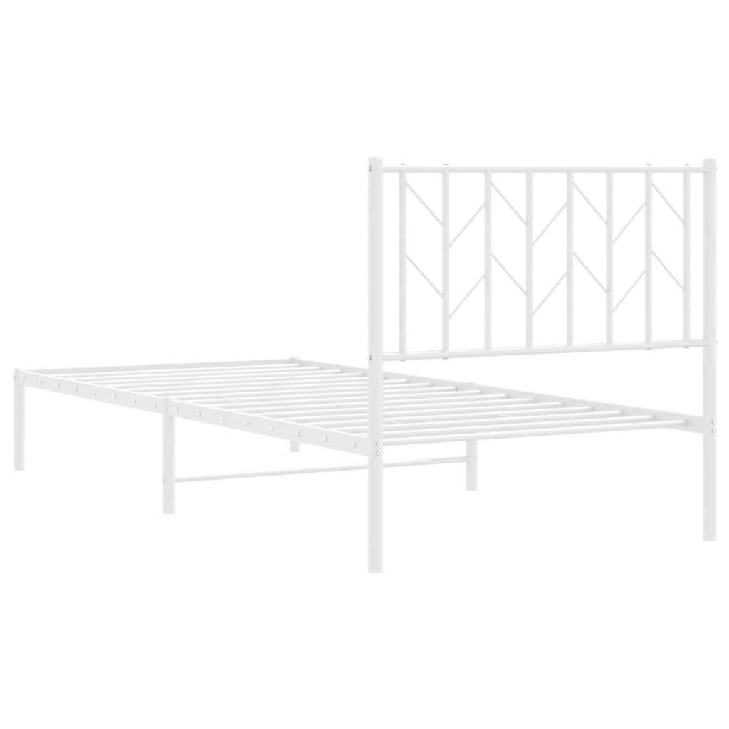 vidaXL Metal Bed Frame without Mattress with Headboard White 90x190cm
