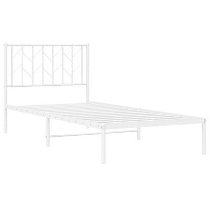 vidaXL Metal Bed Frame without Mattress with Headboard White 90x200cm