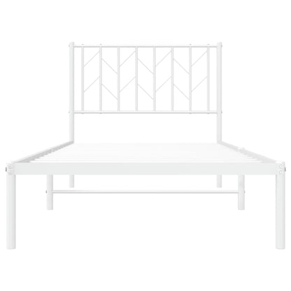 vidaXL Metal Bed Frame without Mattress with Headboard White 90x200cm