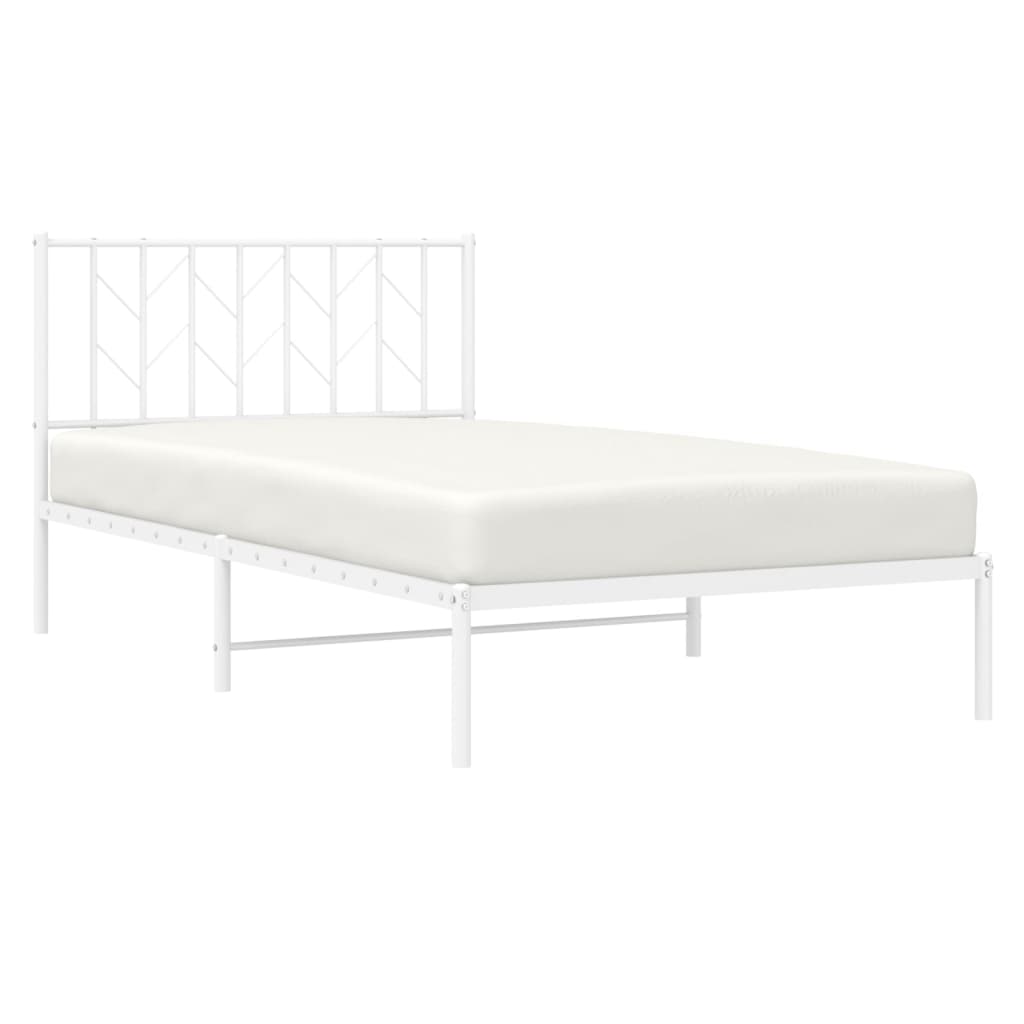 vidaXL Metal Bed Frame without Mattress with Headboard White 107x203cm
