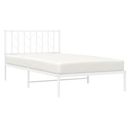 vidaXL Metal Bed Frame without Mattress with Headboard White 107x203cm