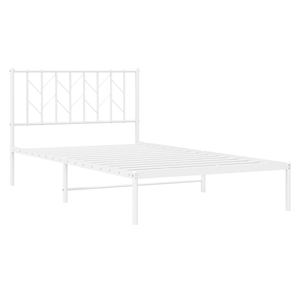 vidaXL Metal Bed Frame without Mattress with Headboard White 107x203cm