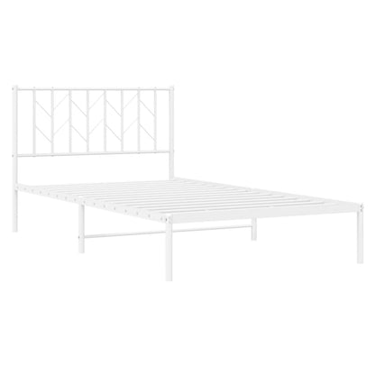 vidaXL Metal Bed Frame without Mattress with Headboard White 107x203cm