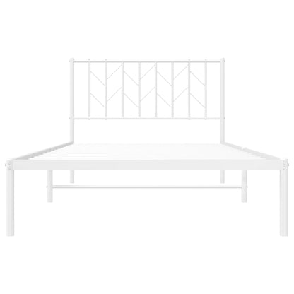 vidaXL Metal Bed Frame without Mattress with Headboard White 107x203cm