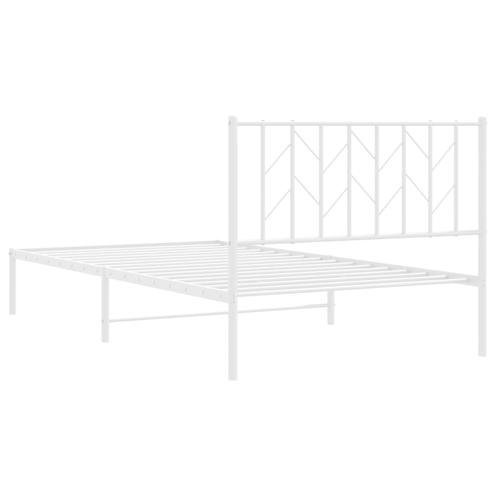 vidaXL Metal Bed Frame without Mattress with Headboard White 107x203cm