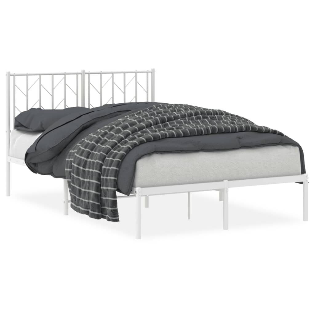 vidaXL Metal Bed Frame without Mattress with Headboard White 120x190cm