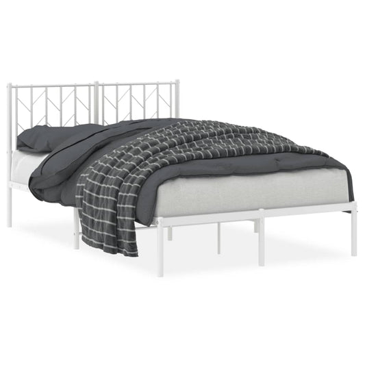 vidaXL Metal Bed Frame without Mattress with Headboard White 120x190cm