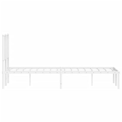 vidaXL Metal Bed Frame without Mattress with Headboard White 120x190cm