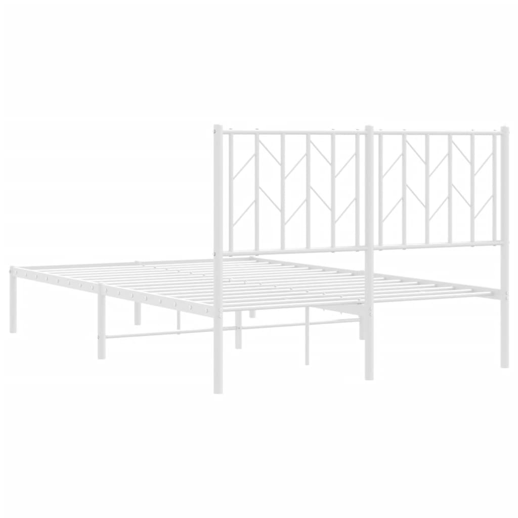 vidaXL Metal Bed Frame without Mattress with Headboard White 120x190cm