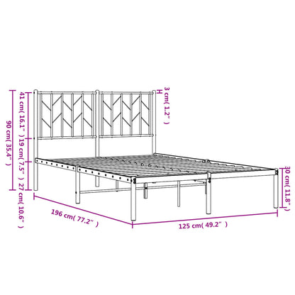 vidaXL Metal Bed Frame without Mattress with Headboard White 120x190cm