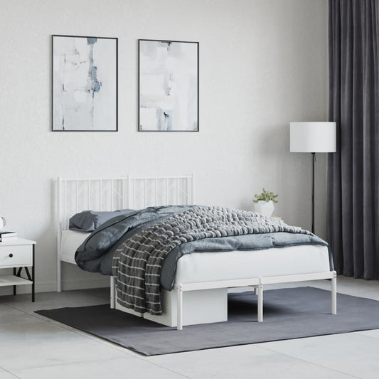 vidaXL Metal Bed Frame without Mattress with Headboard White 120x190cm