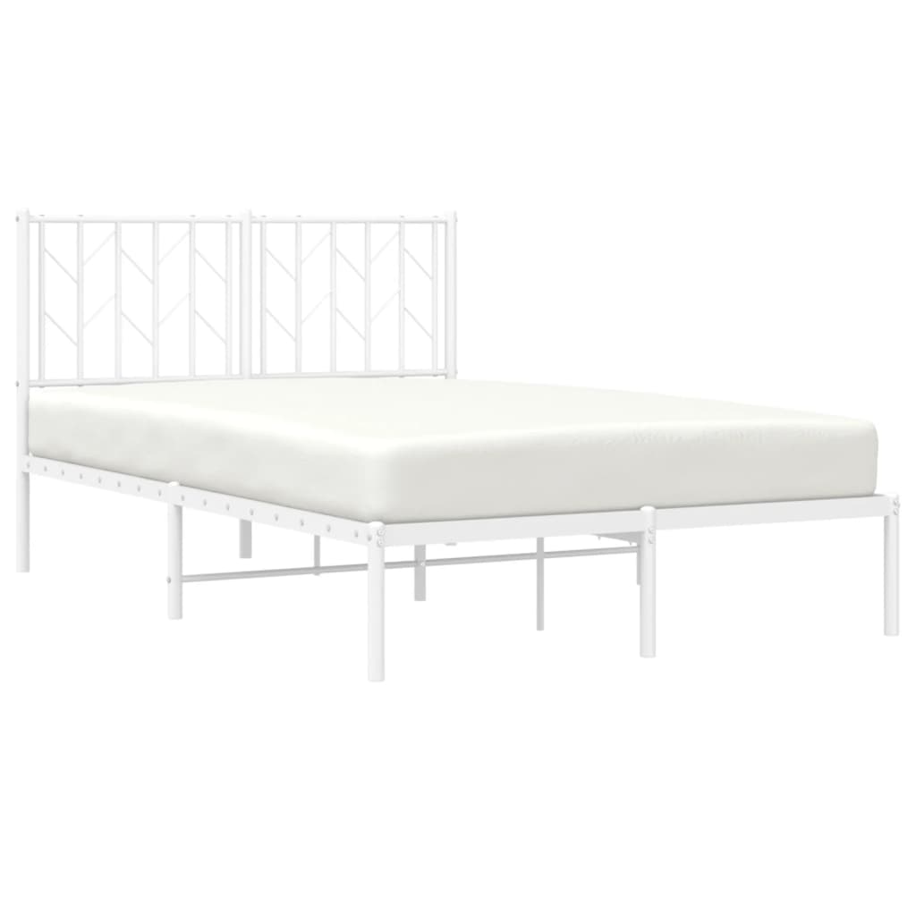 vidaXL Metal Bed Frame without Mattress with Headboard White 120x200cm
