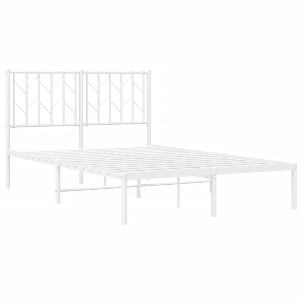 vidaXL Metal Bed Frame without Mattress with Headboard White 120x200cm