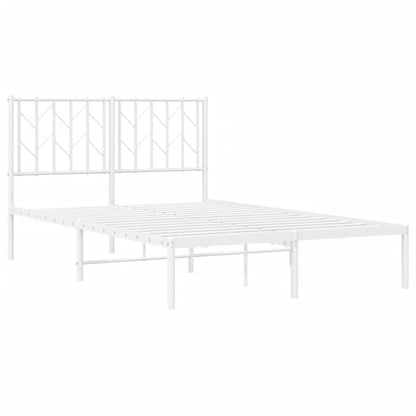 vidaXL Metal Bed Frame without Mattress with Headboard White 120x200cm